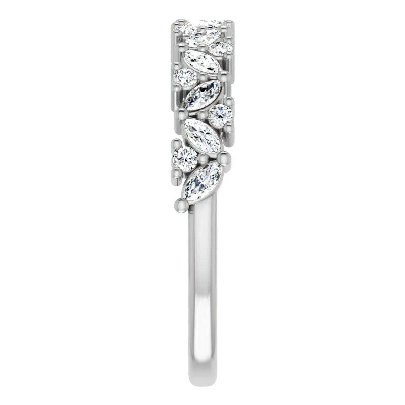 Round & Marquise Moissanite Cluster Stackable Band