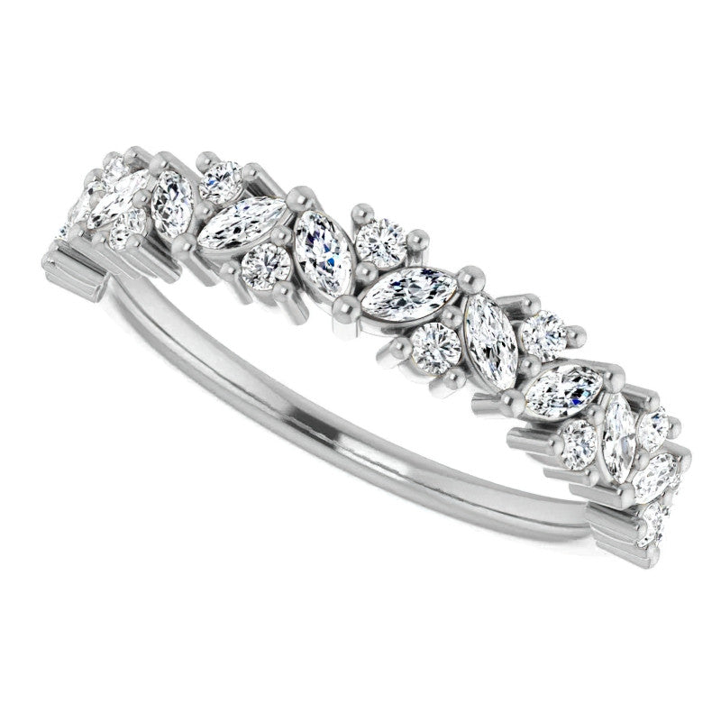 Round & Marquise Moissanite Cluster Stackable Band