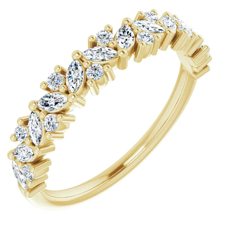 Round & Marquise Moissanite Cluster Stackable Band