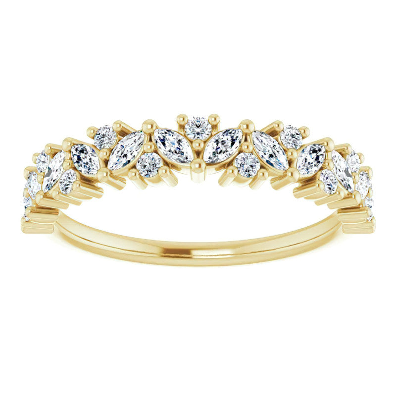 Round & Marquise Moissanite Cluster Stackable Band