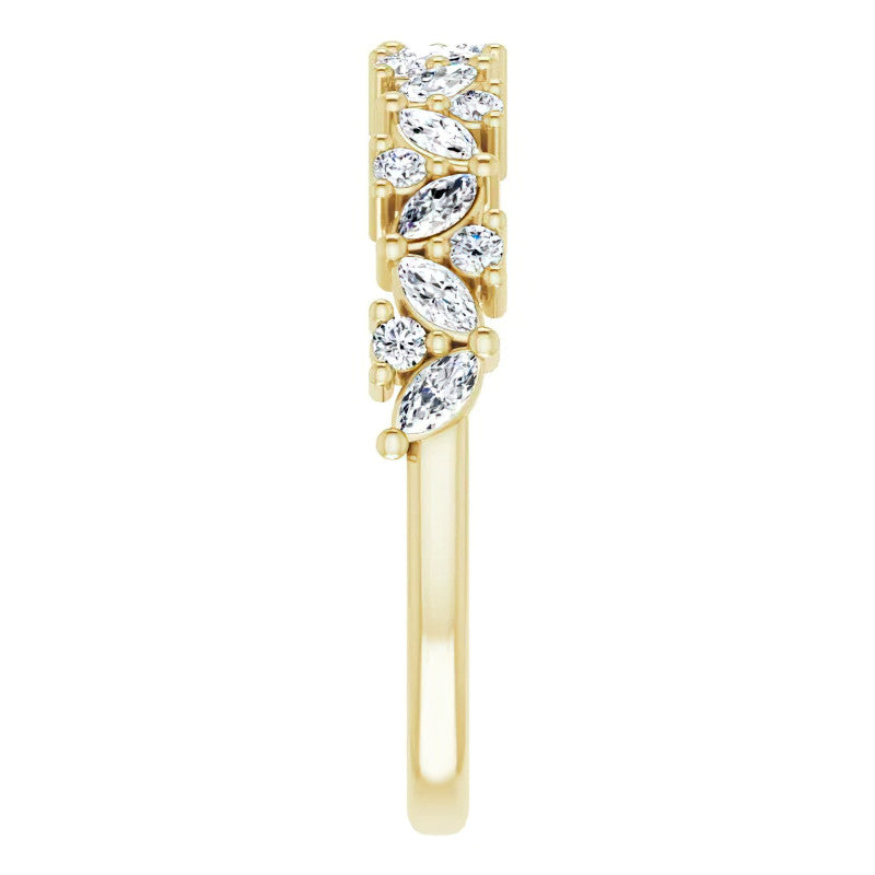 Round & Marquise Moissanite Cluster Stackable Band