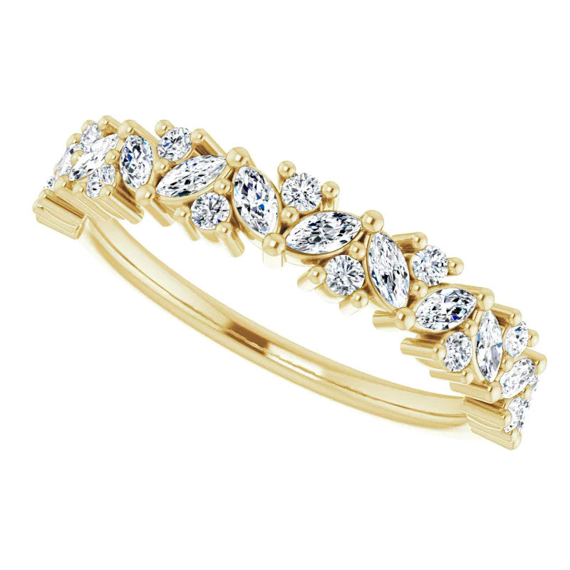 Round & Marquise Moissanite Cluster Stackable Band