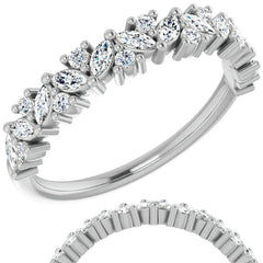 Round & Marquise Moissanite Cluster Stackable Band