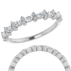 Round & Marquise Moissanite Prong-Set Stackable Band