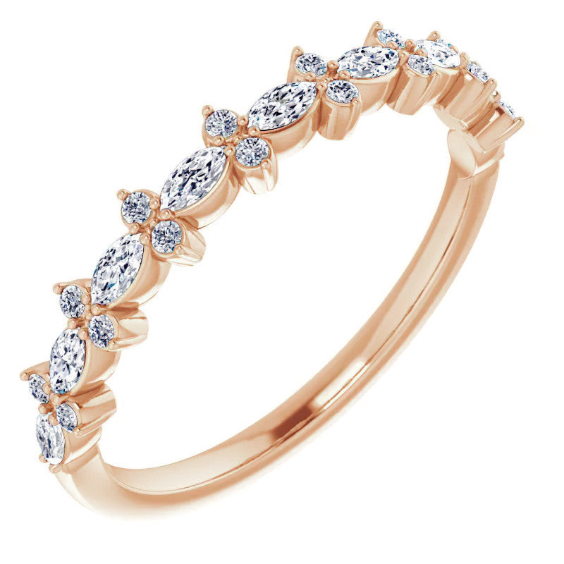 Round & Marquise Moissanite Prong-Set Stackable Band