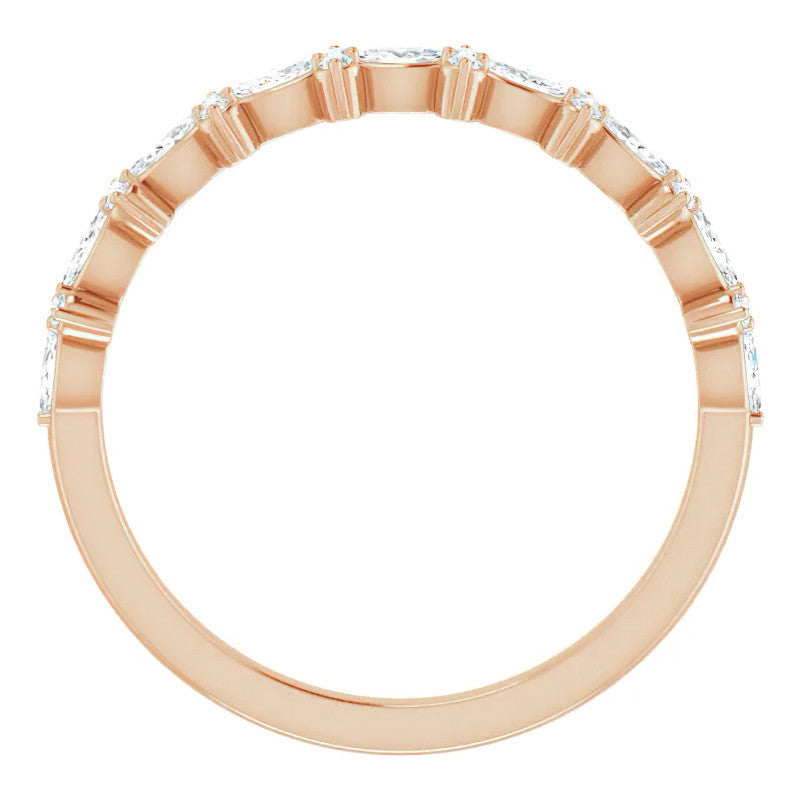 Round & Marquise Moissanite Prong-Set Stackable Band