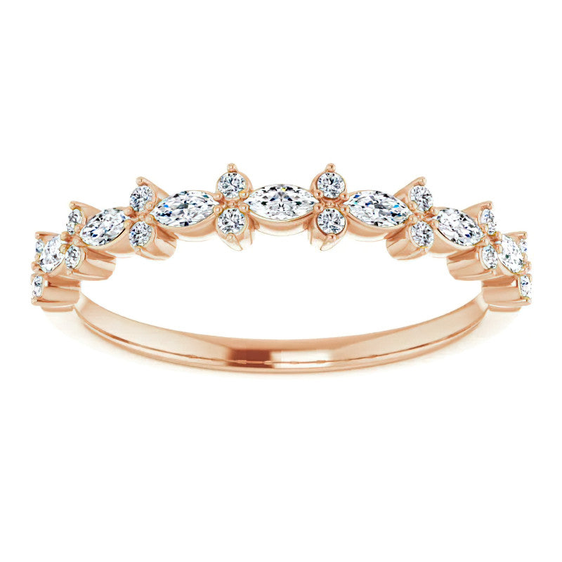Round & Marquise Moissanite Prong-Set Stackable Band