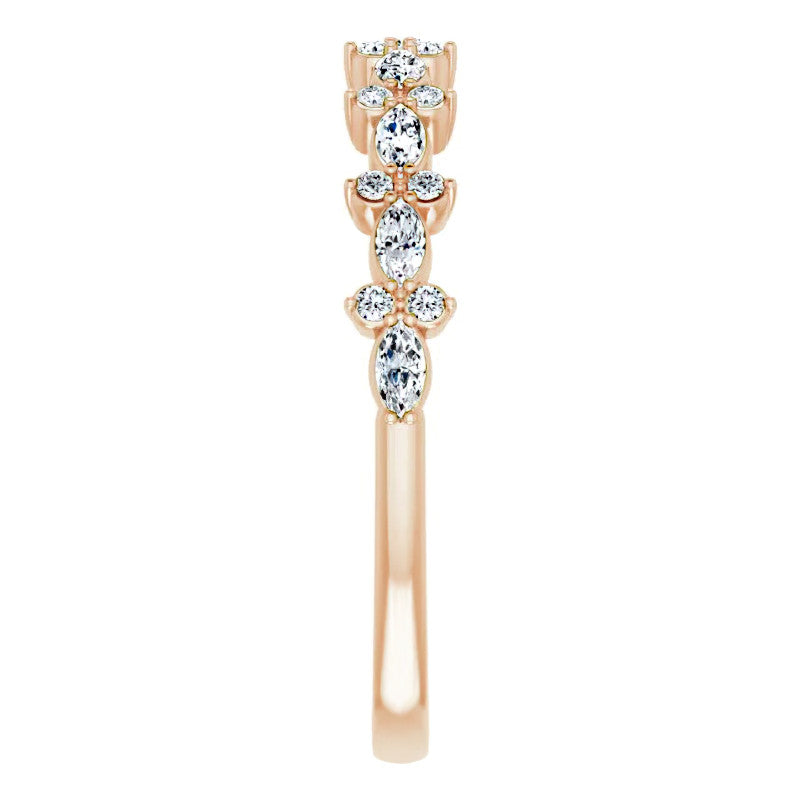 Round & Marquise Moissanite Prong-Set Stackable Band