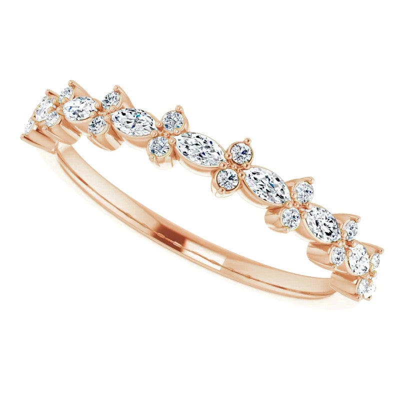 Round & Marquise Moissanite Prong-Set Stackable Band