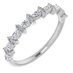 Round & Marquise Moissanite Prong-Set Stackable Band