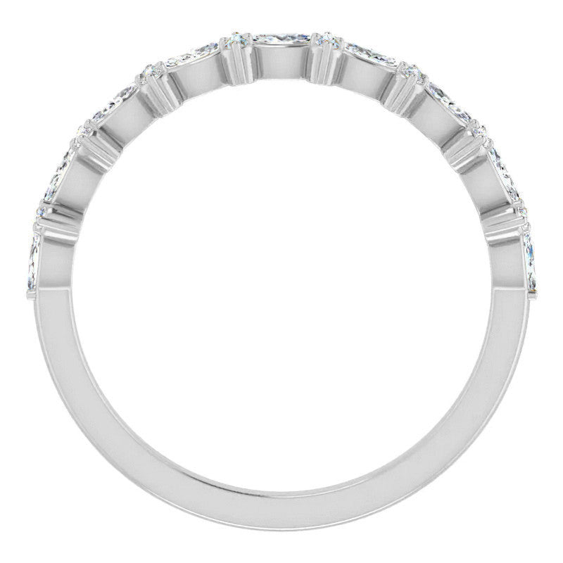 Round & Marquise Moissanite Prong-Set Stackable Band