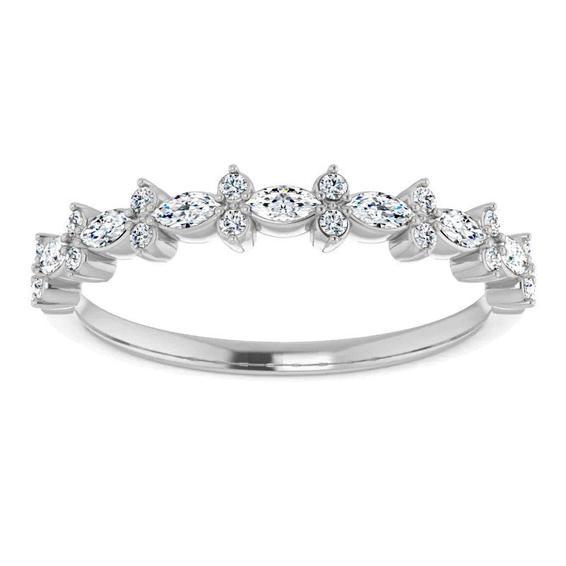 Round & Marquise Moissanite Prong-Set Stackable Band