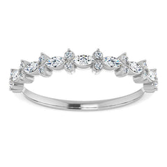 Round & Marquise Moissanite Prong-Set Stackable Band