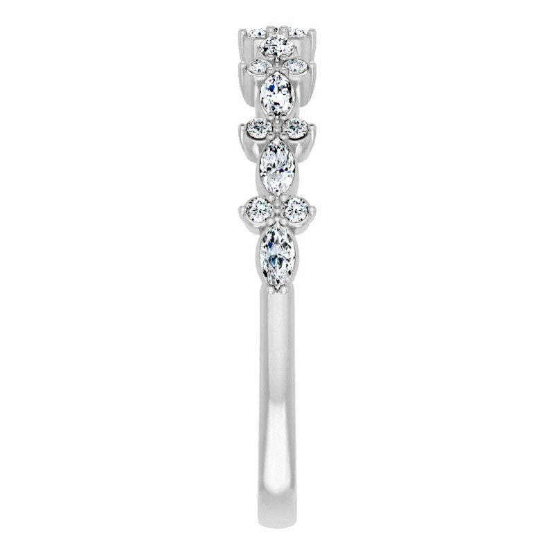 Round & Marquise Moissanite Prong-Set Stackable Band