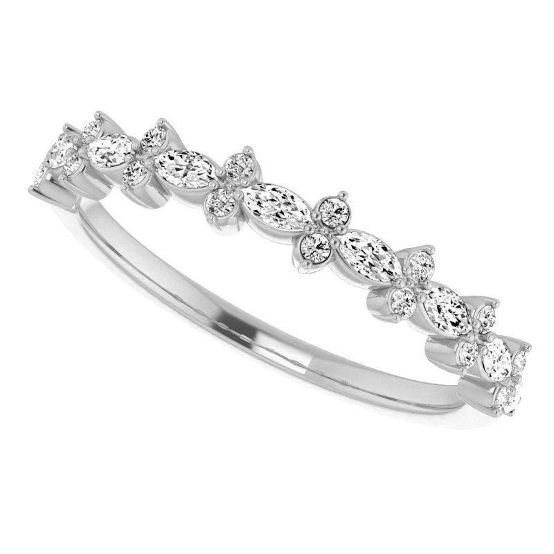 Round & Marquise Moissanite Prong-Set Stackable Band