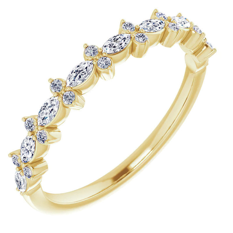 Round & Marquise Moissanite Prong-Set Stackable Band