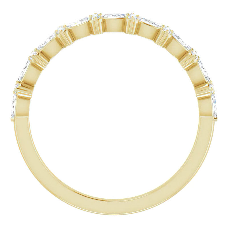 Round & Marquise Moissanite Prong-Set Stackable Band