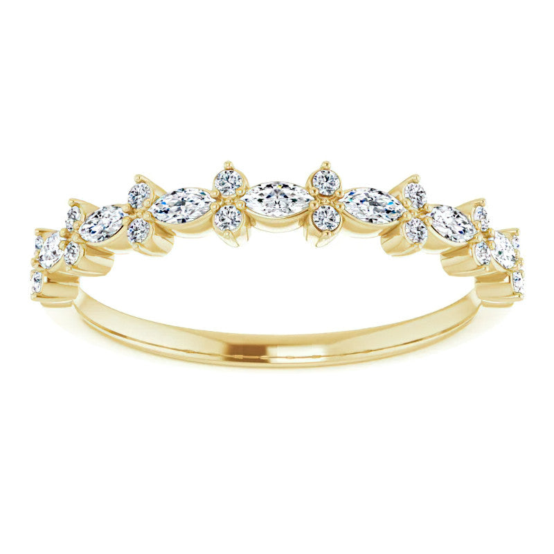 Round & Marquise Moissanite Prong-Set Stackable Band