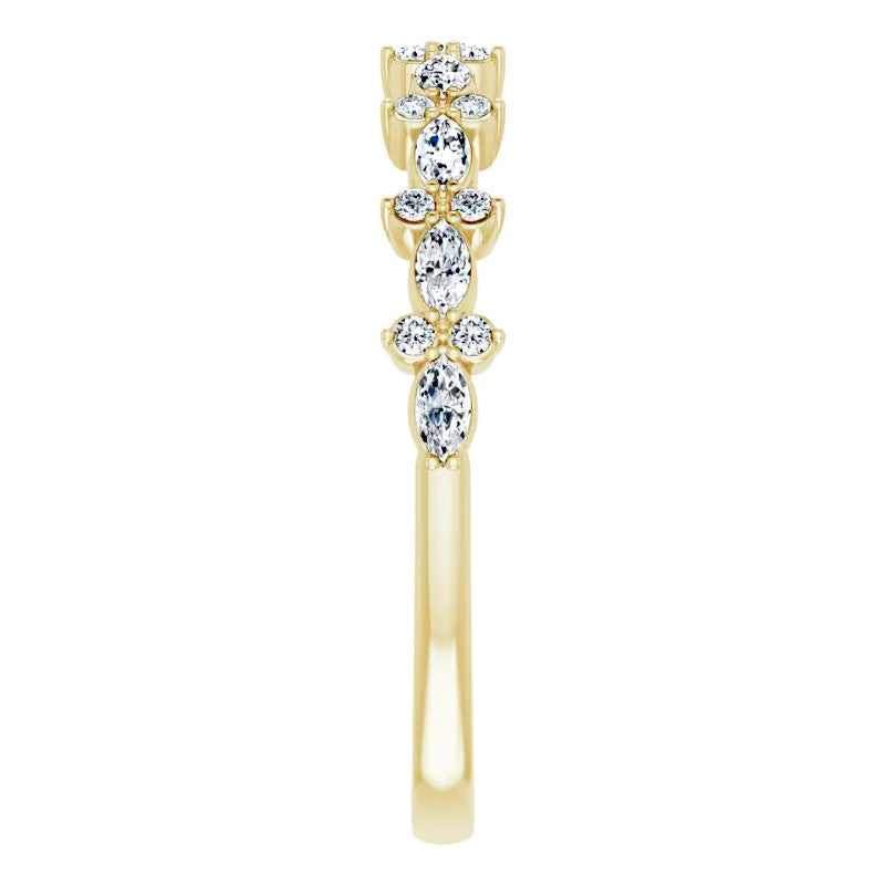 Round & Marquise Moissanite Prong-Set Stackable Band