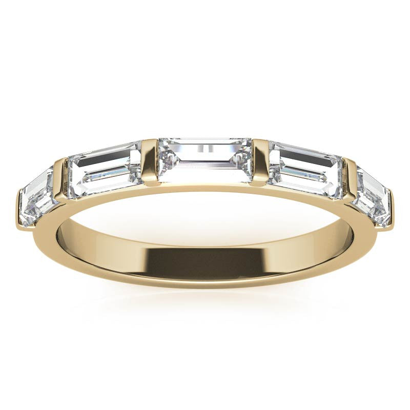 Five 5x2.5mm Baguette Moissanite Stackable Band