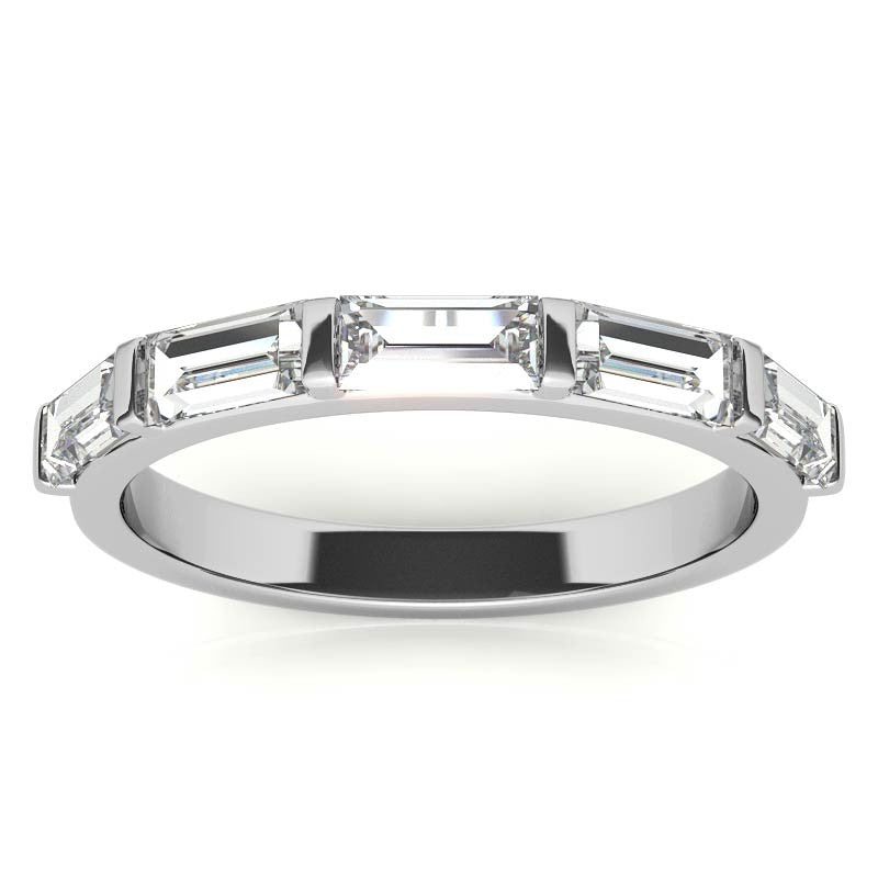 Five 5x2.5mm Baguette Moissanite Stackable Band