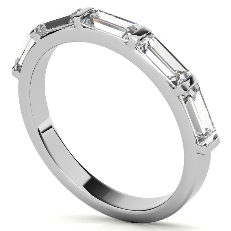 Five 5x2.5mm Baguette Moissanite Stackable Band