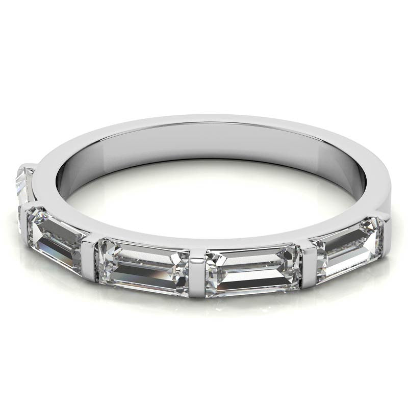 Five 5x2.5mm Baguette Moissanite Stackable Band