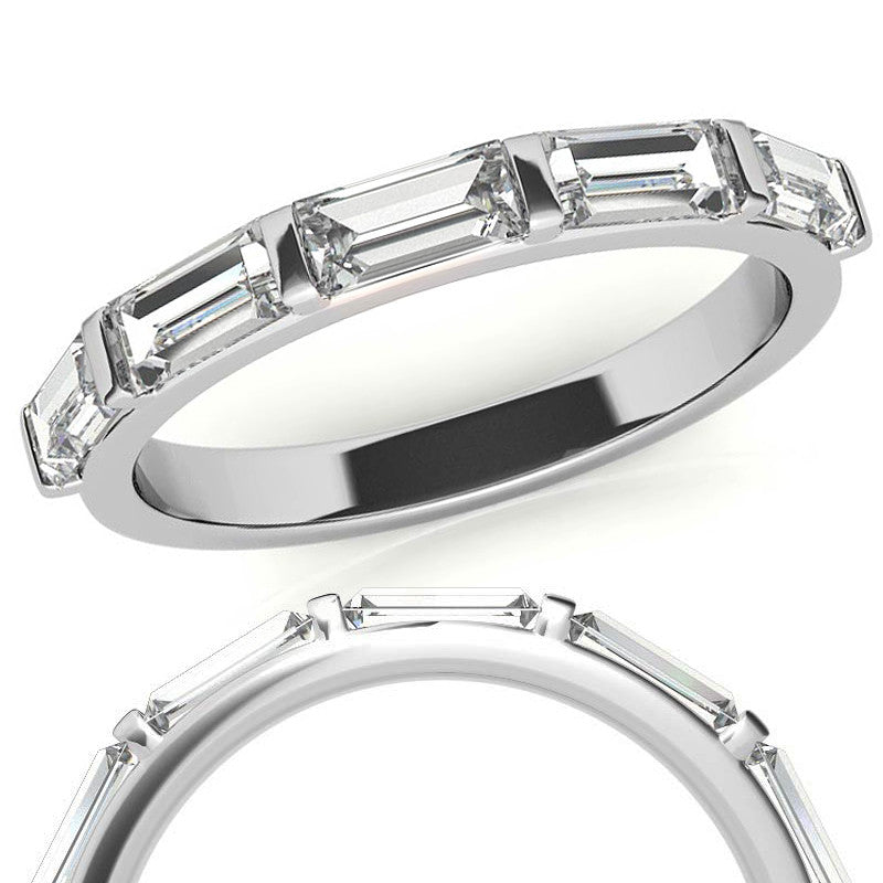 Five 5x2.5mm Baguette Moissanite Stackable Band