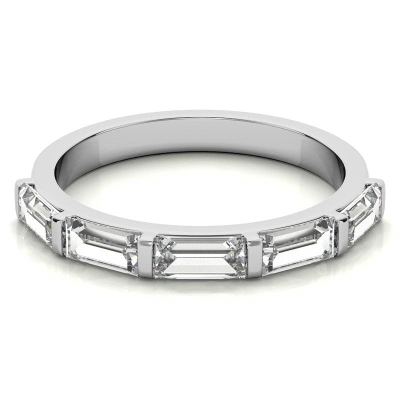 Five 5x2.5mm Baguette Moissanite Stackable Band