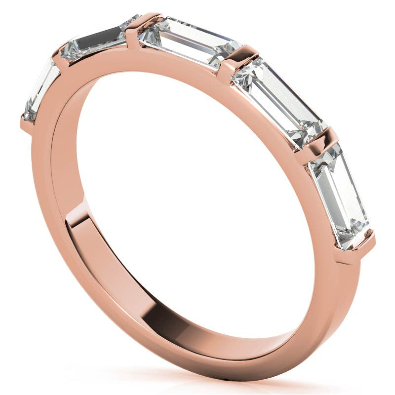 Five 5x2.5mm Baguette Moissanite Stackable Band