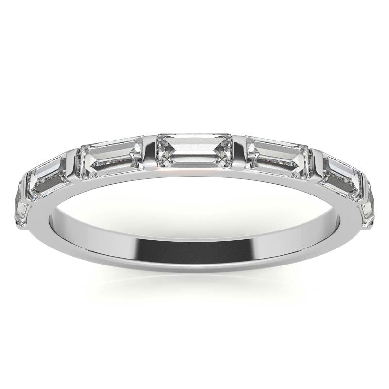 Seven 4x2mm Baguette Stackable Moissanite Band