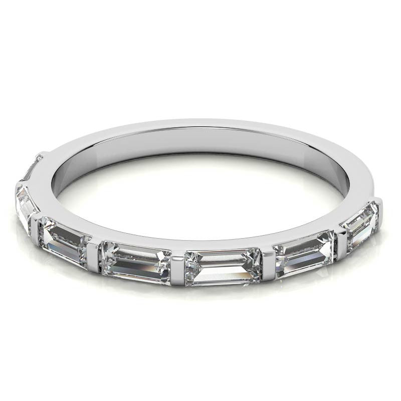 Seven 4x2mm Baguette Stackable Moissanite Band