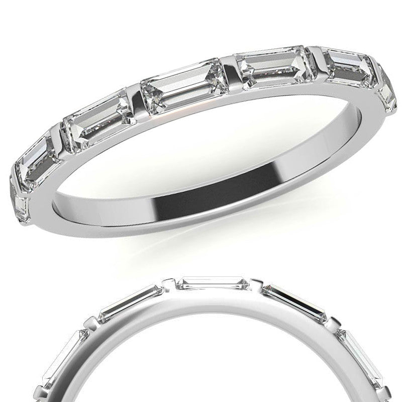 Seven 4x2mm Baguette Stackable Moissanite Band