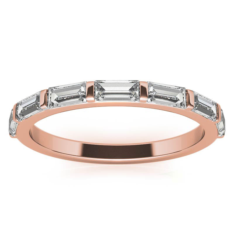Seven 4x2mm Baguette Stackable Moissanite Band