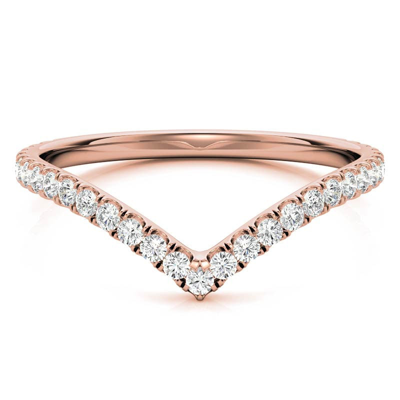 Moissanite V-Shape Stackable Band
