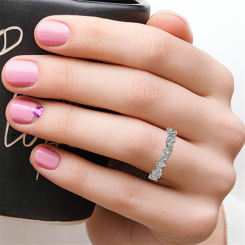 Marquise & Round Moissanite Stackable Band