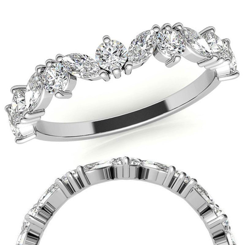 Marquise & Round Moissanite Stackable Band