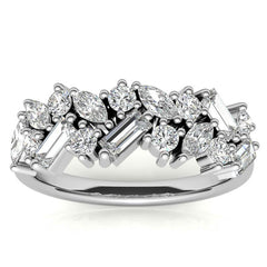 Round, Baguette & Marquise Moissanite Stackable Band