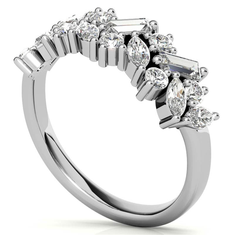 Round, Baguette & Marquise Moissanite Stackable Band