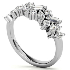Round, Baguette & Marquise Moissanite Stackable Band