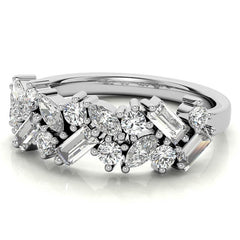 Round, Baguette & Marquise Moissanite Stackable Band