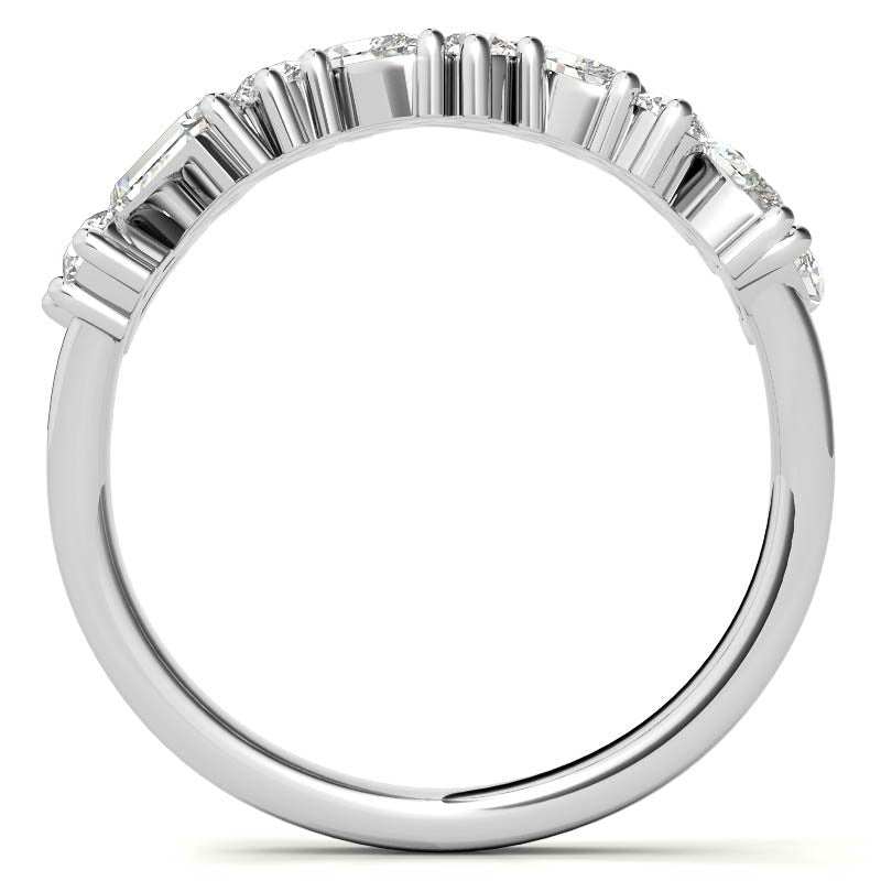 Round, Baguette & Marquise Moissanite Stackable Band