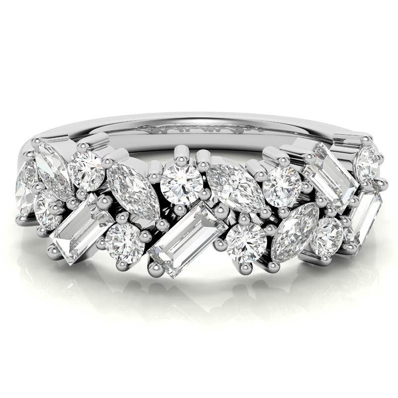 Round, Baguette & Marquise Moissanite Stackable Band