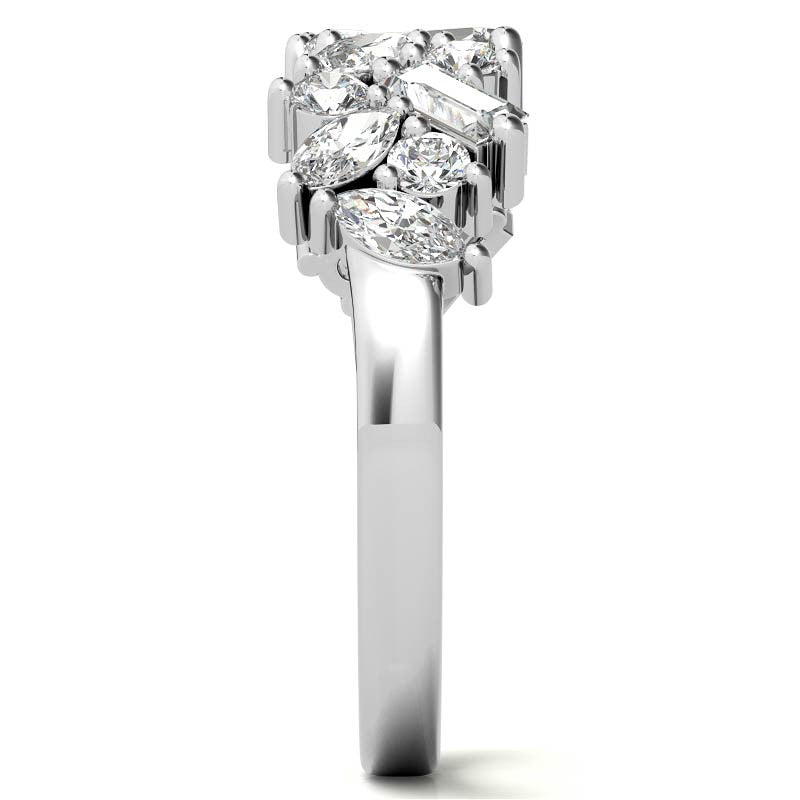 Round, Baguette & Marquise Moissanite Stackable Band