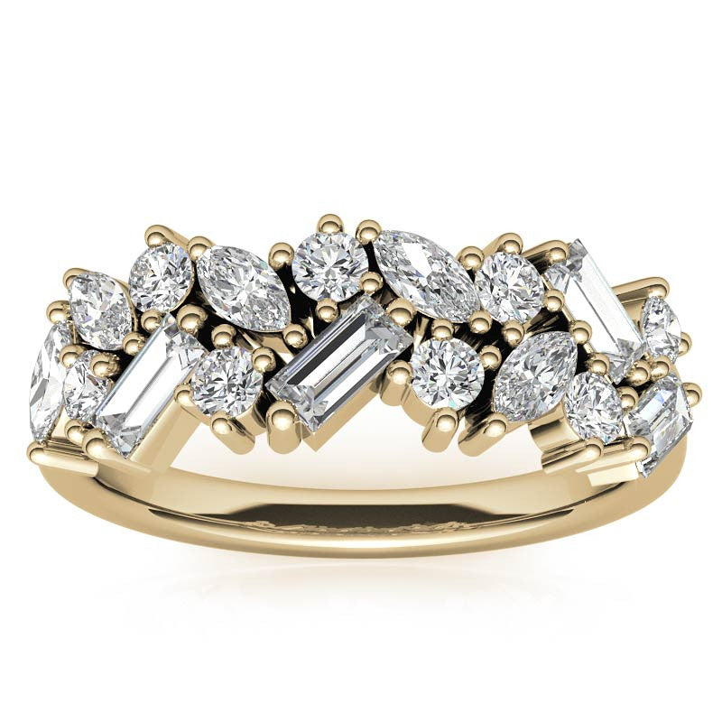 Round, Baguette & Marquise Moissanite Stackable Band