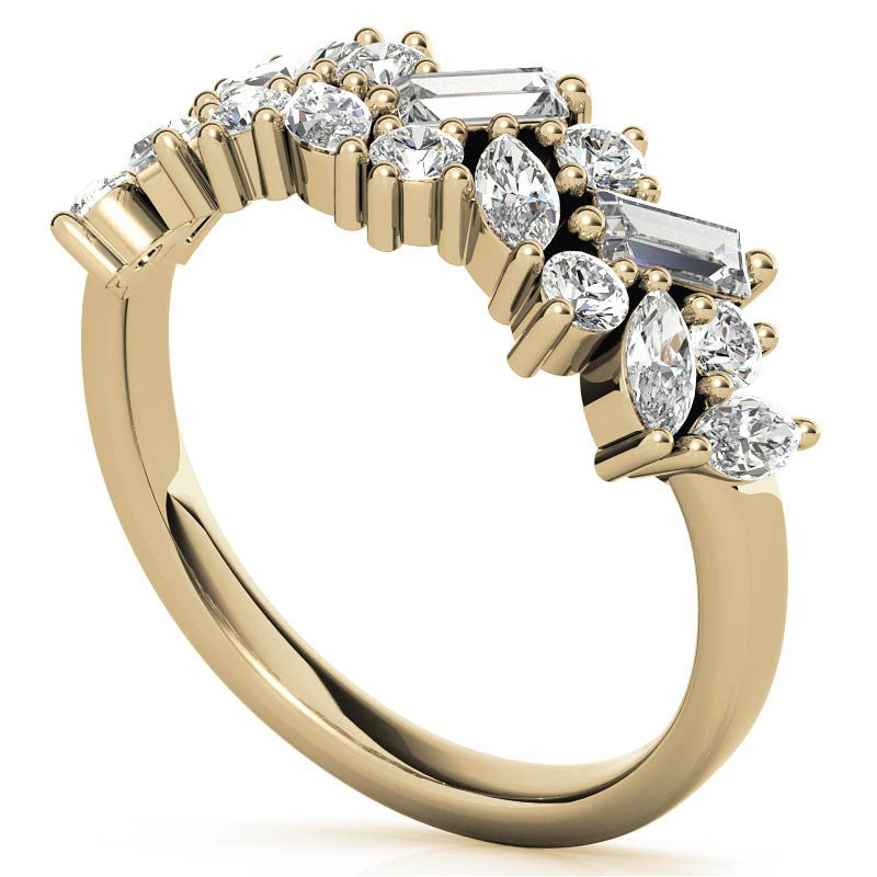 Round, Baguette & Marquise Moissanite Stackable Band