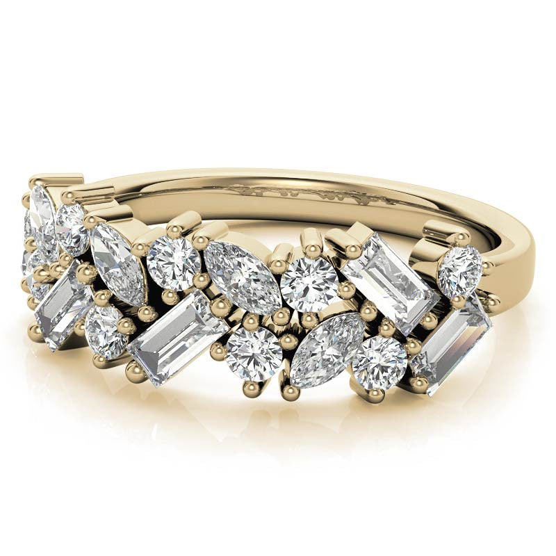 Round, Baguette & Marquise Moissanite Stackable Band