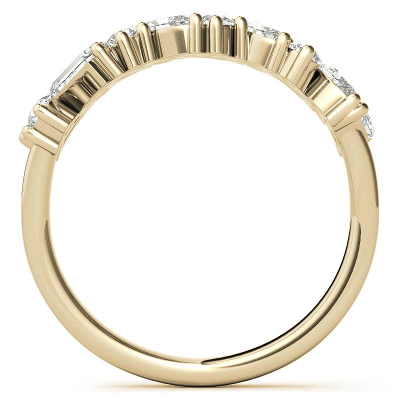 Round, Baguette & Marquise Moissanite Stackable Band