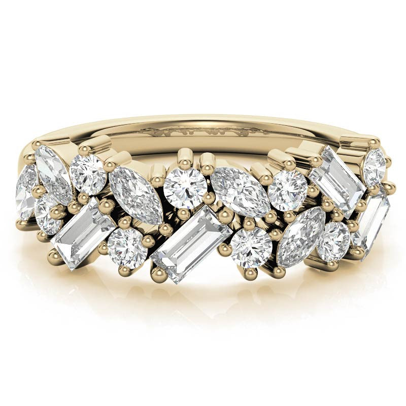 Round, Baguette & Marquise Moissanite Stackable Band