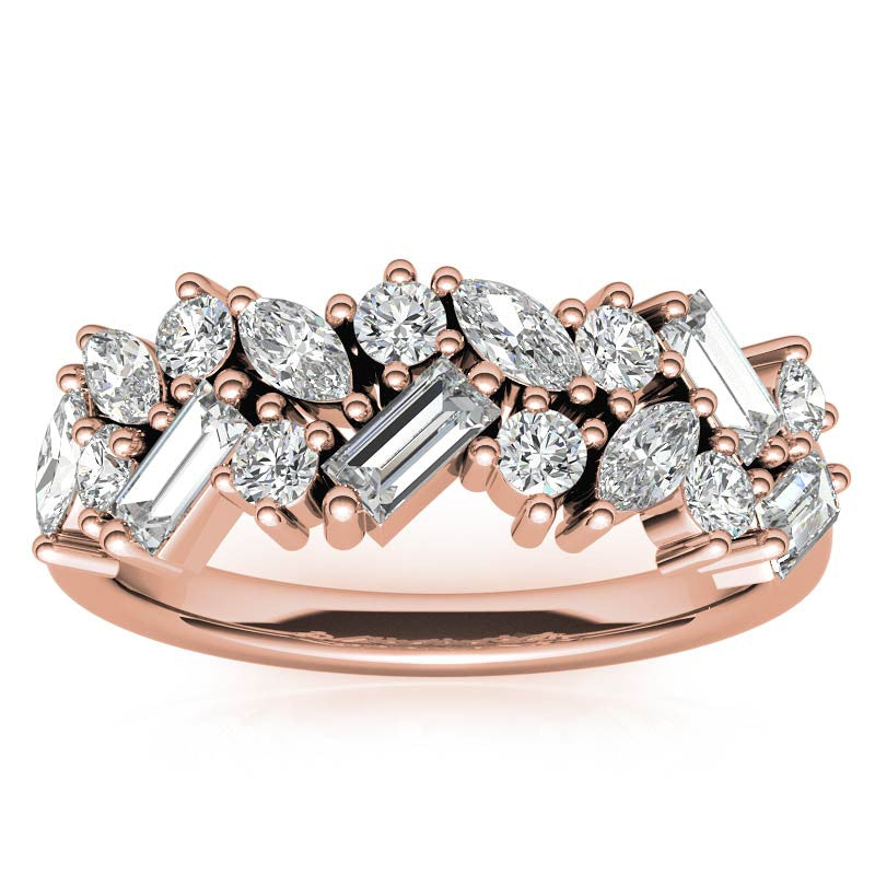 Round, Baguette & Marquise Moissanite Stackable Band